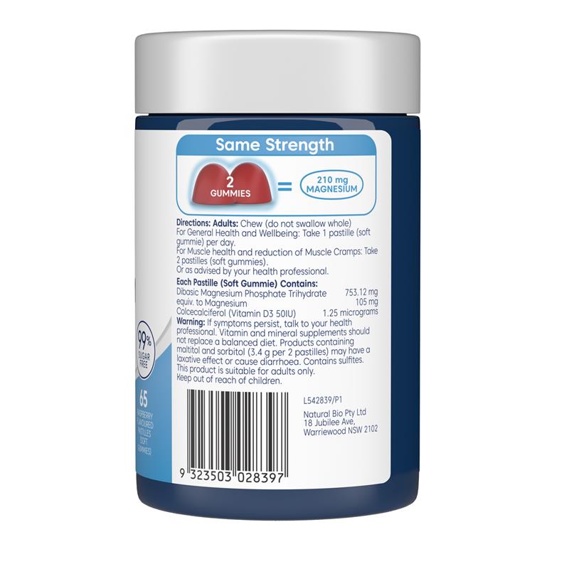 Kẹo dẻo Bioglan Therapeutic Magnesium + Vitamin D3 65 viên