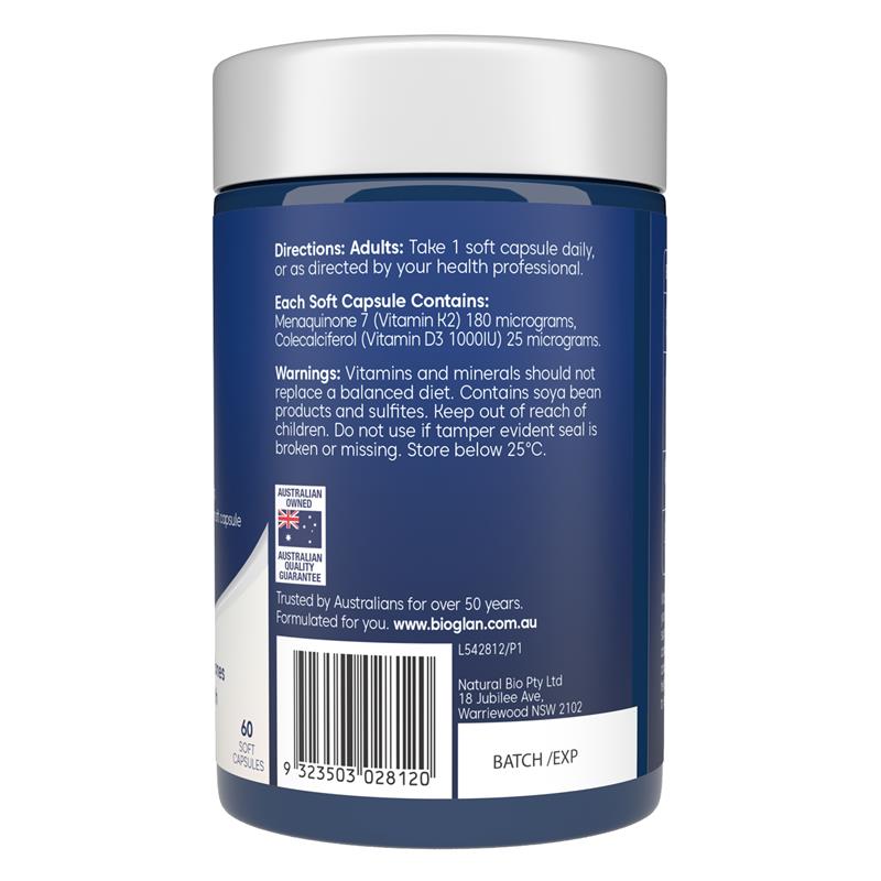 Bioglan Vitamin K2 + D3 60 Viên