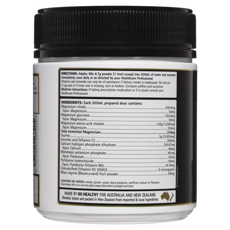 GO Healthy Magnesium Powder New Zealand Blackcurrant 250g