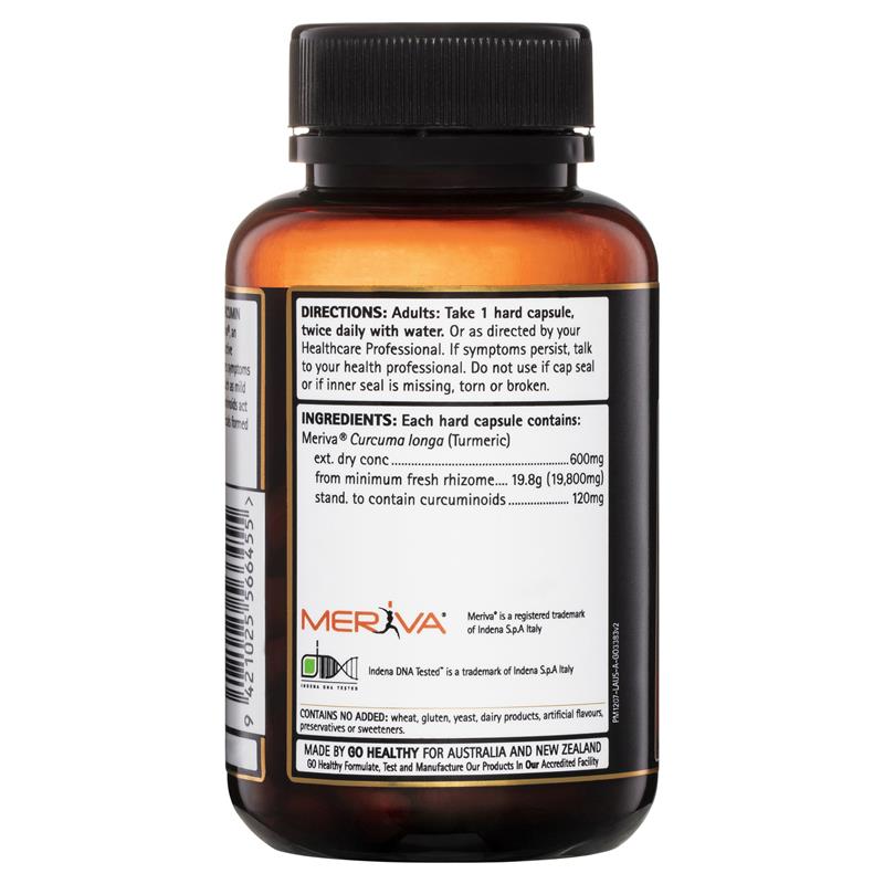 GO Healthy Turmeric 600mg Meriva Curcumin 60 Vege Capsules