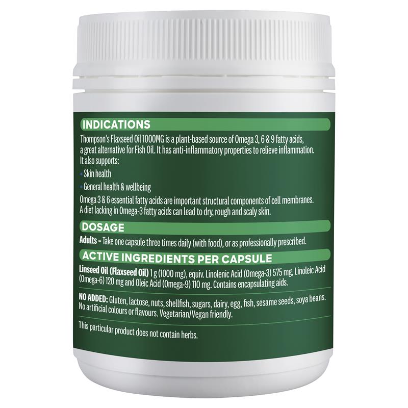 Thompson's Flaxseed Oil 1000mg 200 Vegi-Caps