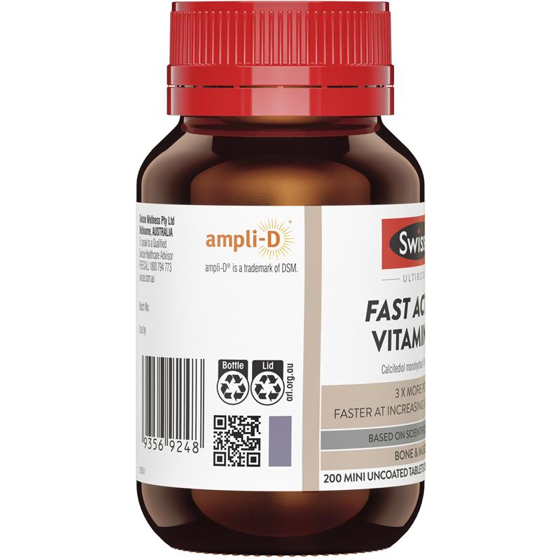 Swisse Fast Acting Vitamin D3 200 Viên