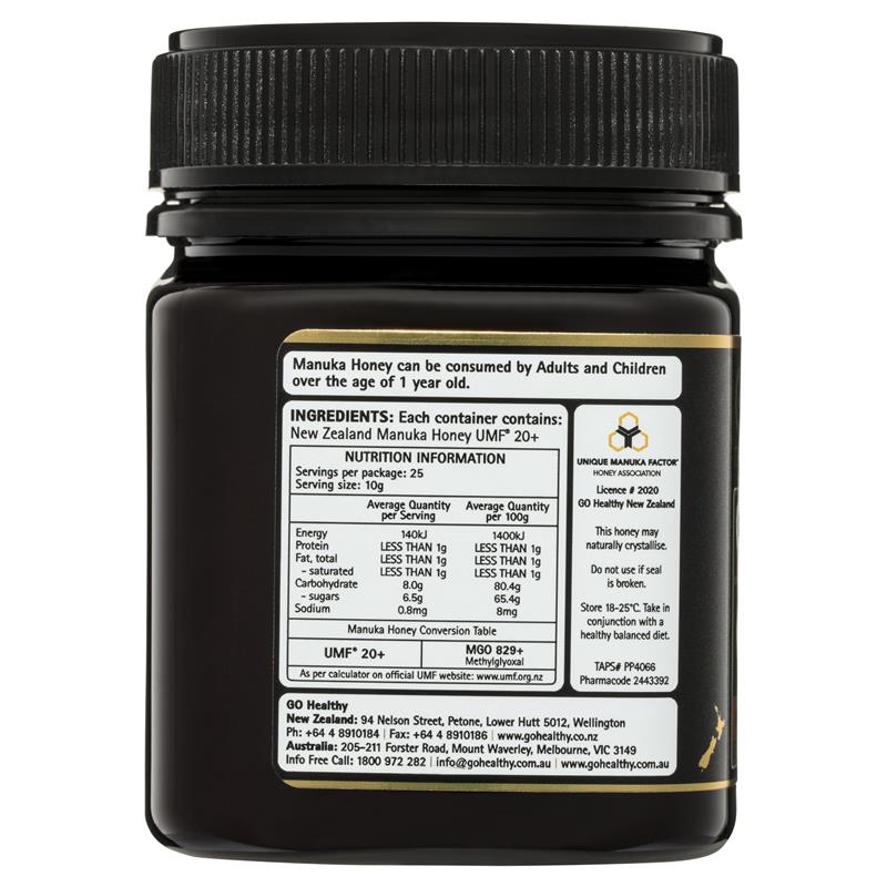 GO Healthy Manuka Honey UMF 20+ (MGO 820+) 250gm