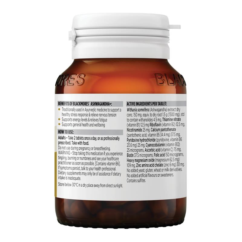 Blackmores Ashwagandha+ Stress Support Vitamin B 60 Viên