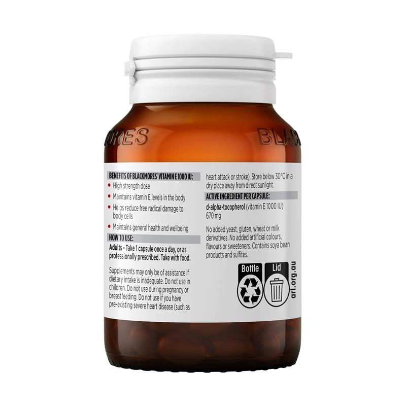 Blackmores Vitamin E 1000IU Cholesterol Health 30 Viên