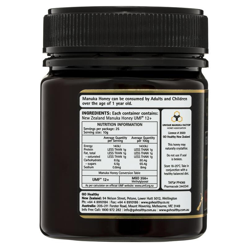 GO Healthy Manuka Honey UMF 12+ (MGO 350+) 250gm