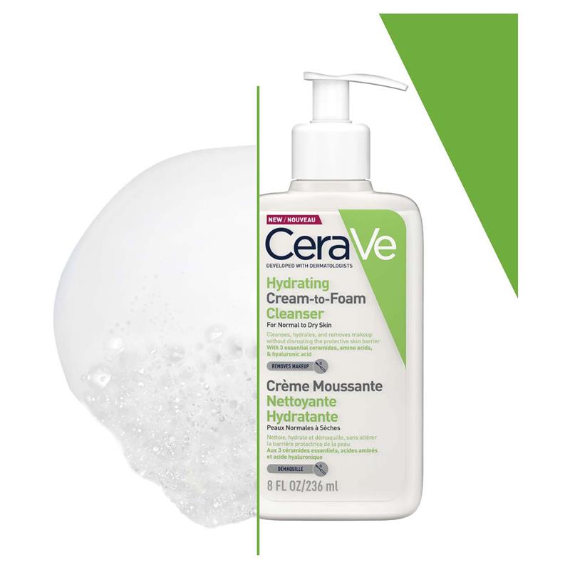 Sữa rửa mặt dạng kem dưỡng ẩm CeraVe Hydrating Cream To Foam Cleanser 236ml