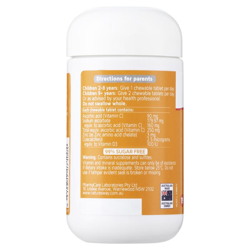 Nature's Way Kids Smart Vitamin C + Kẽm + D 75 Viên nhai
