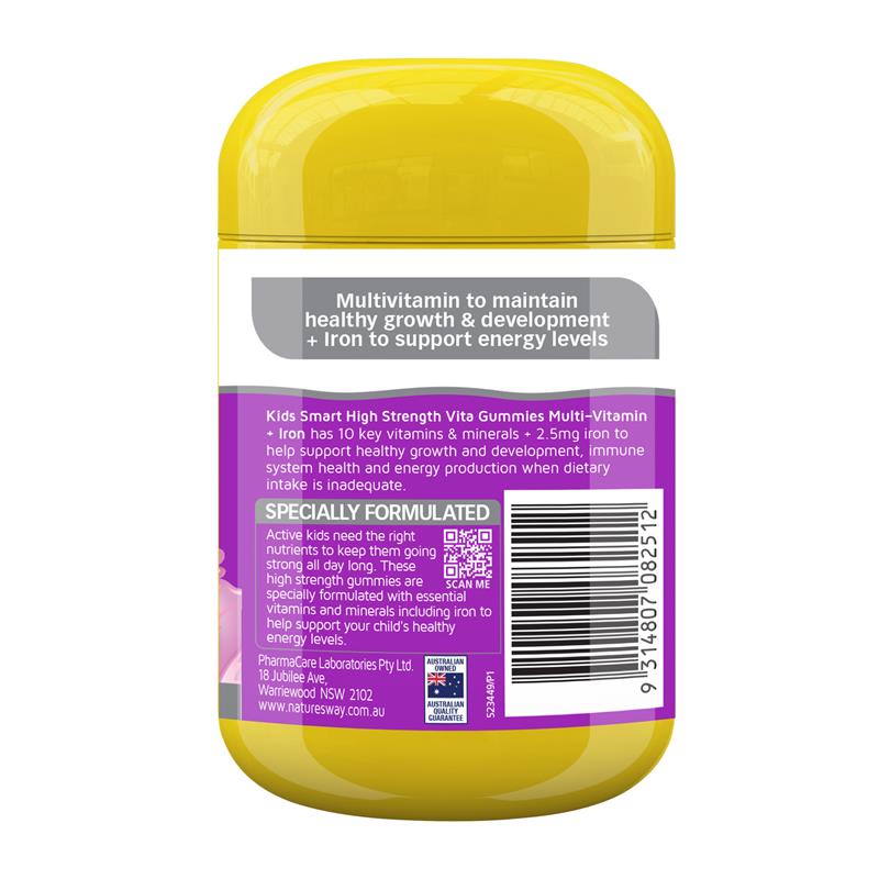 Kẹo dẻo Nature's Way Kids Smart Vita Gummies bổ sung sắt và vitamin tổng hợp cường độ cao 40 viên