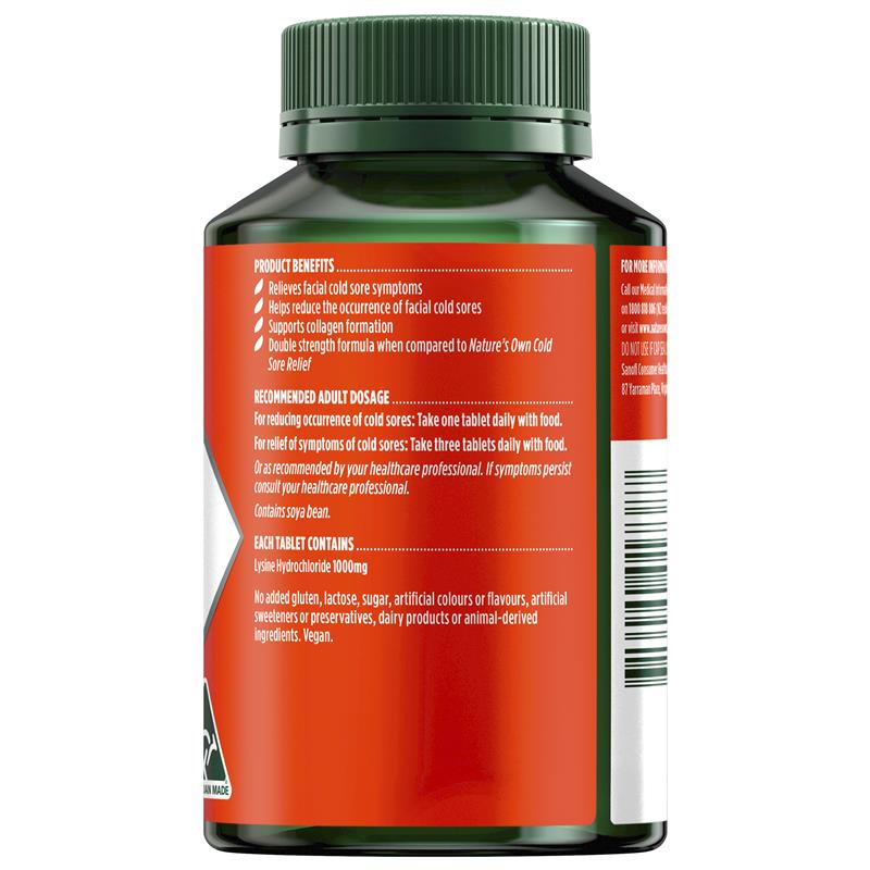 Viên uống Nature's Own Double Strength Cold Sore Relief L-Lysine 1000mg 100 viên