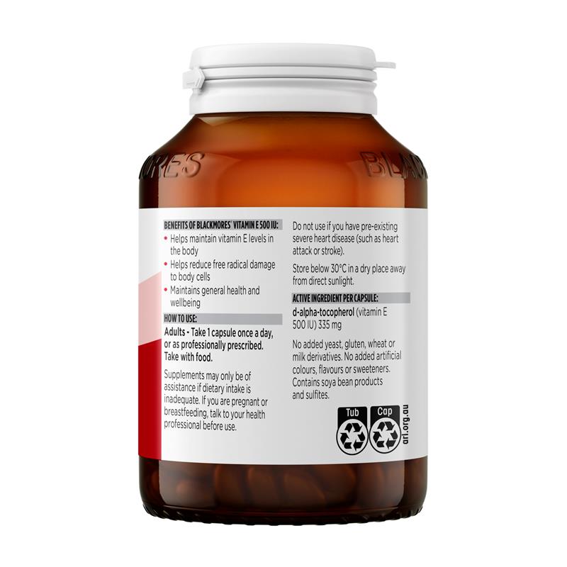 Blackmores Vitamin E 500IU Cholesterol Health 150 Viên