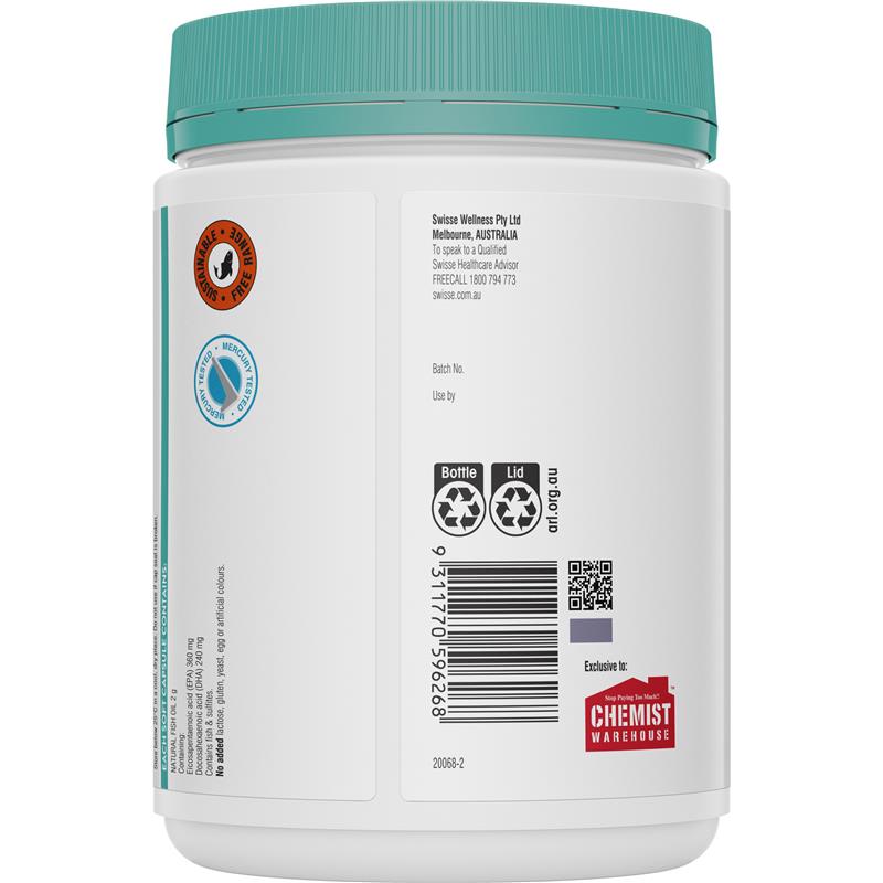 Swisse Ultiboost Odourless Super Strength Wild Fish Oil 2000mg 300 Capsules