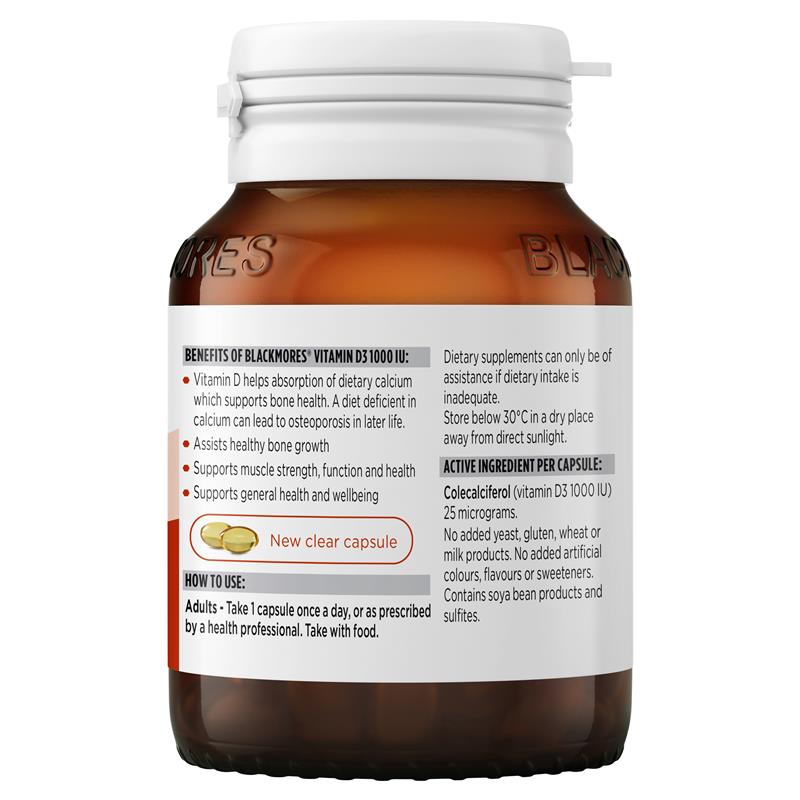 Blackmores Vitamin D3 1000IU Bone Health Immunity 60 Viên