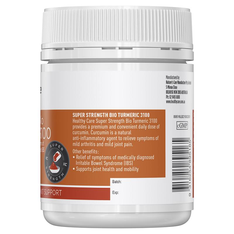 Healthy Care Super Strength Bio Turmeric 3100mg 100 Viên Nang
