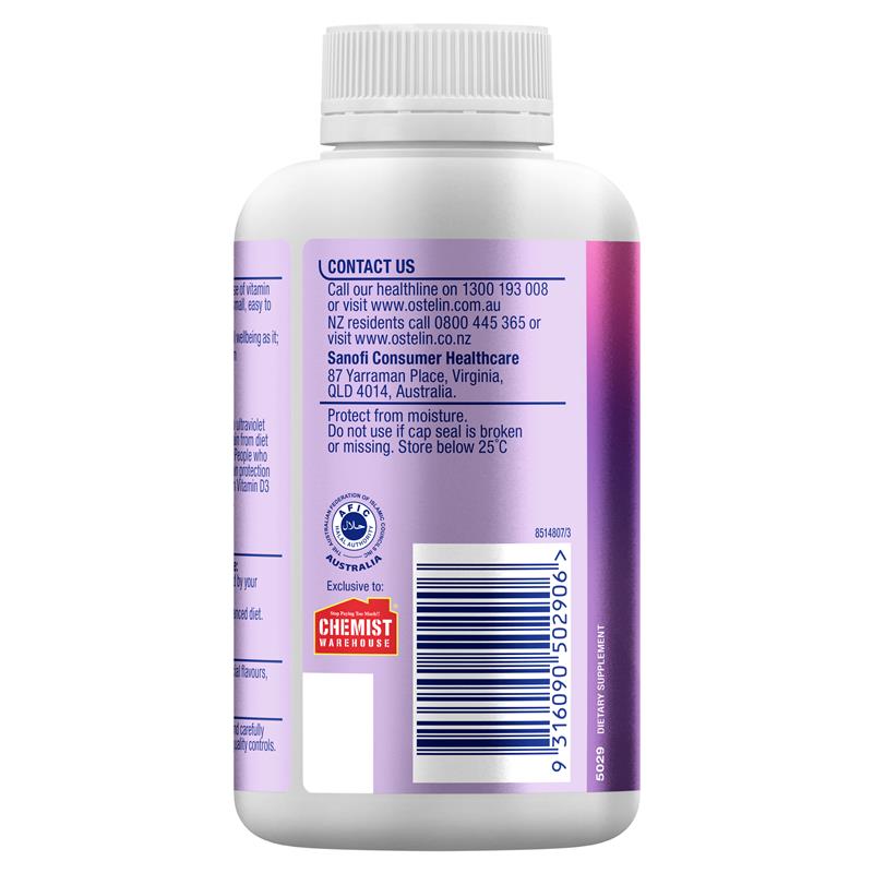 Ostelin Vitamin D 1000IU D3 cho sức khỏe xương + hỗ trợ miễn dịch 300 viên nang Kích thước độc quyền