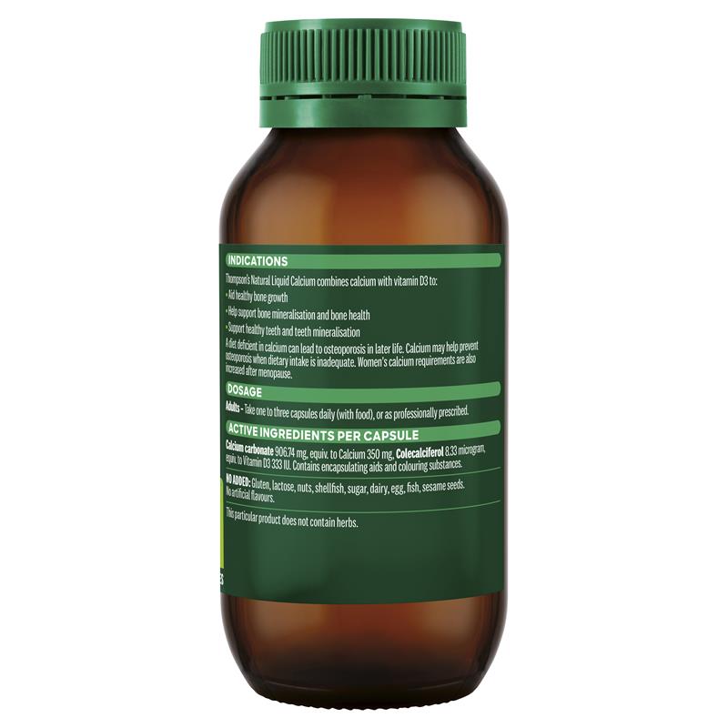 Thompson's Natural Liquid Calcium 60 Capsules New Formula