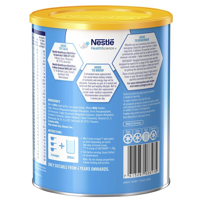 Thực phẩm bổ sung dinh dưỡng Sustagen Hospital Formula hương Caramel 840g