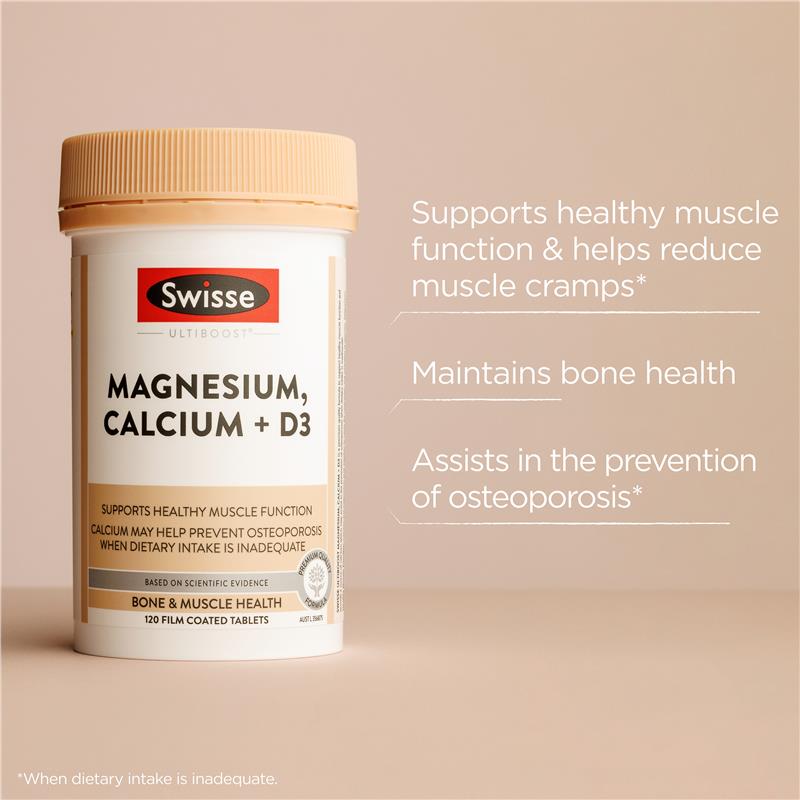 Swisse Ultiboost Magnesium Calcium + Vitamin D 120 Viên