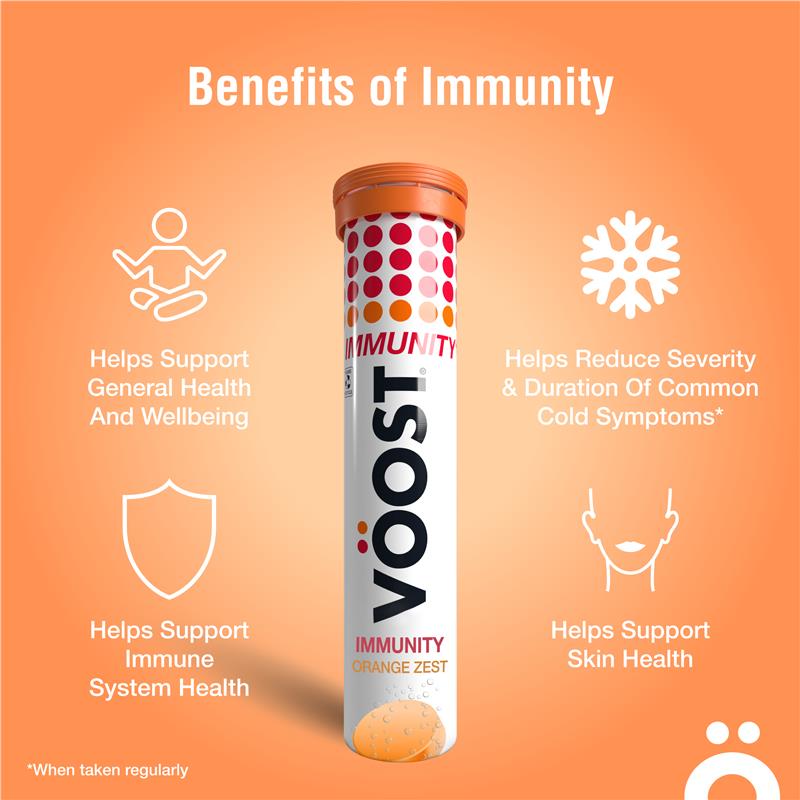 Viên sủi bọt Voost Immunity Orange Zest 60 viên, kích thước độc quyền