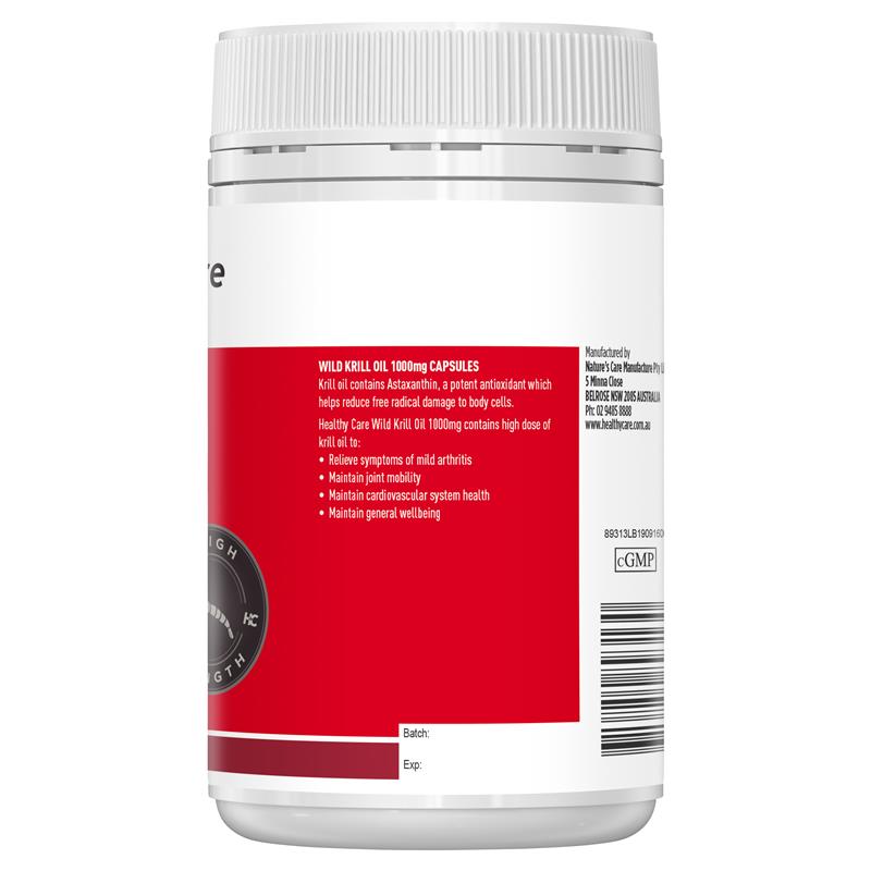 Dầu nhuyễn thể Healthy Care Wild Krill Oil 1000mg 60 viên nang mềm