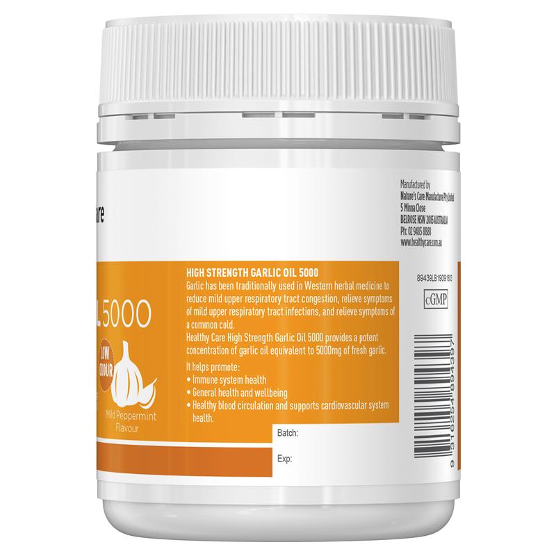 Healthy Care 高强度大蒜油 5000 毫克 150 粒胶囊