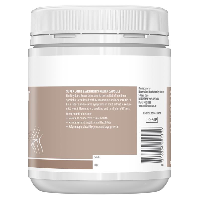 Viên uống hỗ trợ giảm đau khớp và viêm khớp Healthy Care Super Joint & Arthritis Relief 200 viên