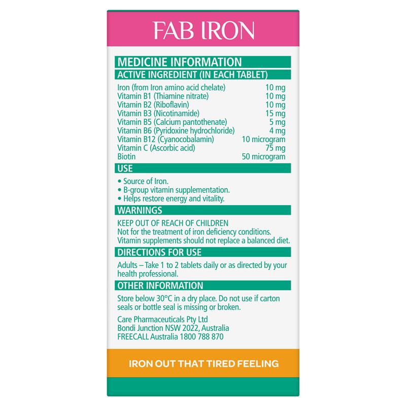 Fab Iron + Vitamin B Complex 60 Viên