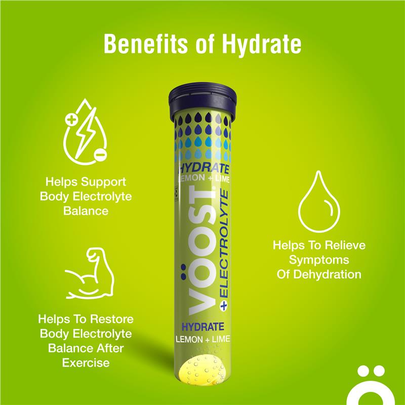 Viên sủi bọt Voost Hydrate Lemon + Lime gói 20 viên