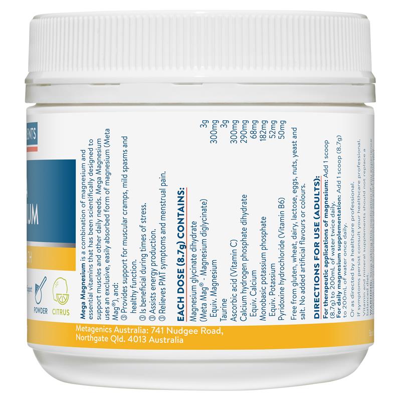 Ethical Nutrients Mega Magnesium 200g Bột Cam Quýt