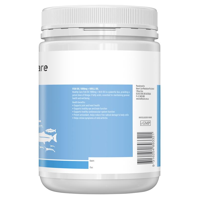 Healthy Care 鱼油 1000 毫克和磷虾 400 粒胶囊