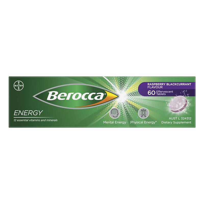 Berocca Performance Raspberry and Blackcurrant 60 Effervescent Tablets Exclusive Size