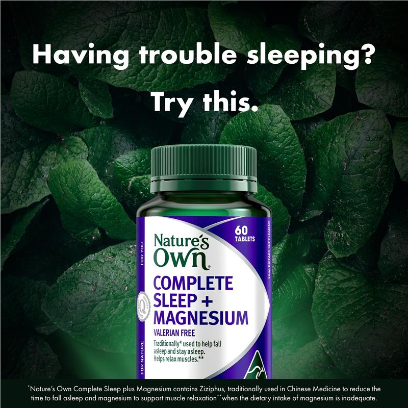 Viên uống hỗ trợ giấc ngủ hoàn chỉnh Nature's Own + Magnesium 30 viên