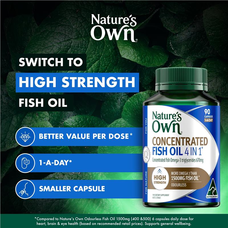 Dầu cá cô đặc 4 trong 1 Nature's Own 90 viên nang