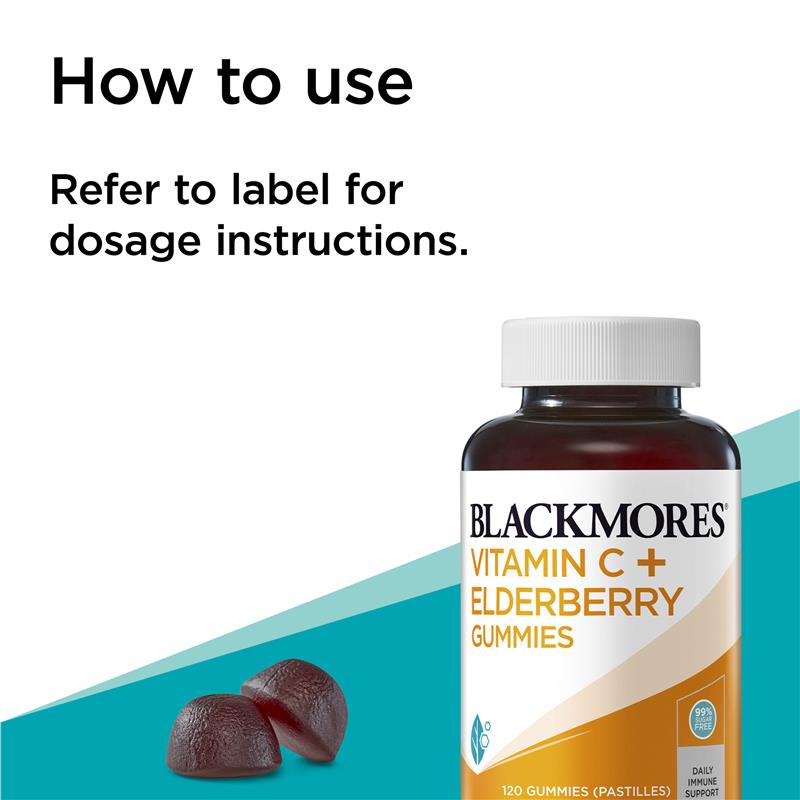 Kẹo dẻo Blackmores Vitamin C + Elderberry Immune Support 120 viên