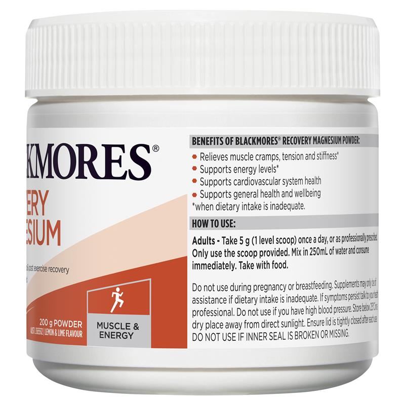 Bột Vitamin Blackmores Recovery Magnesium Muscle Health 200g