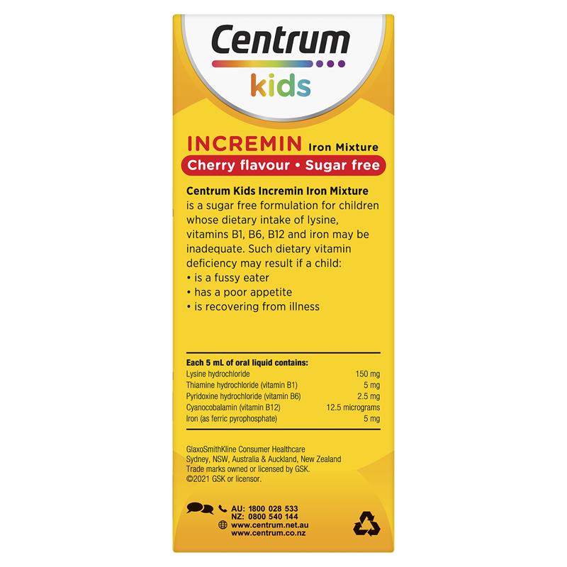 Centrum Kids Incremin Iron Mixture Cherry Flavour 200ml