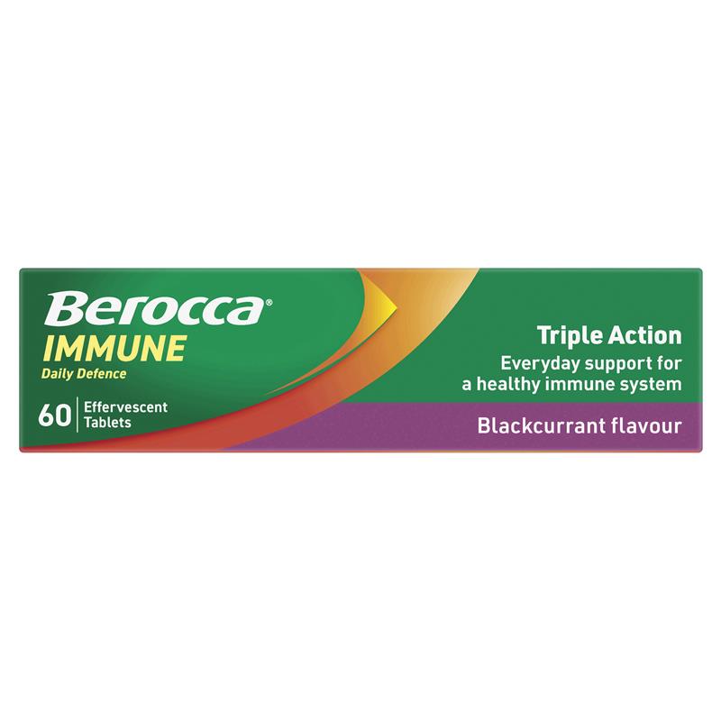 Berocca Immune Daily Defence Blackcurrant 60 Effervescent Tablets Exclusive Size