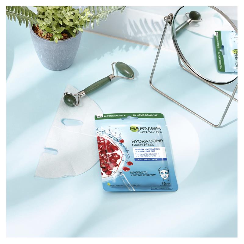 Mặt nạ giấy Garnier Hydra Bomb Hyaluronic Acid + Lựu