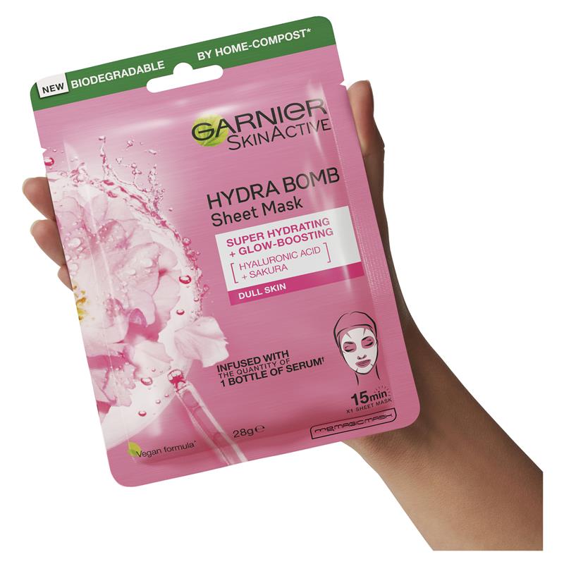 Mặt nạ giấy Garnier Hydra Bomb Hyaluronic Acid + Sakura