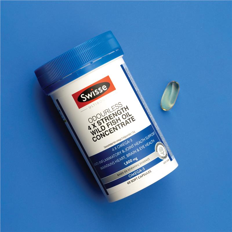 Swisse Ultiboost 4 x Strength Wild Fish Oil Concentrate 60 Capsules