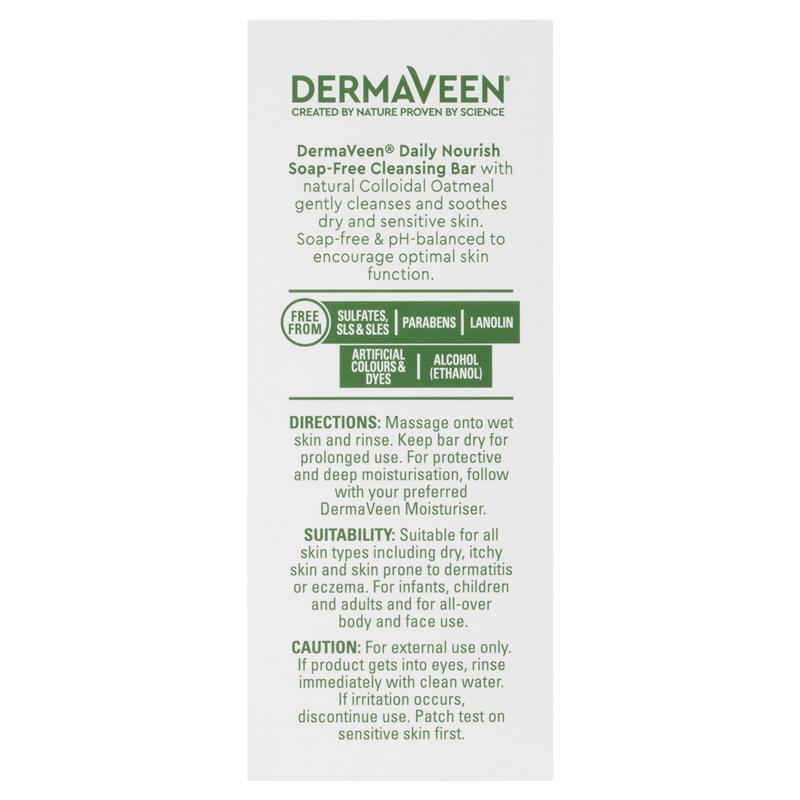 Thanh làm sạch không xà phòng DermaVeen Daily Nourish dành cho da khô và nhạy cảm 115g