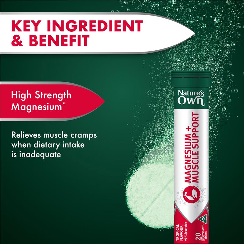 Viên sủi bổ sung Magiê + Hỗ trợ cơ bắp Nature's Own 20 viên