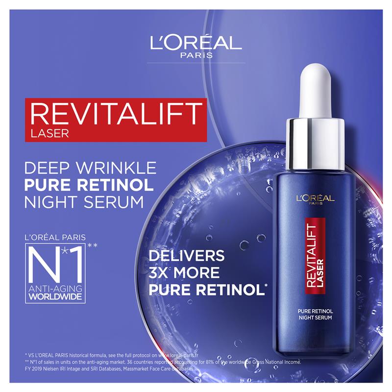 Huyết thanh dưỡng da ban đêm L'Oreal Paris Revitalift Laser Pure Retinol 30ml