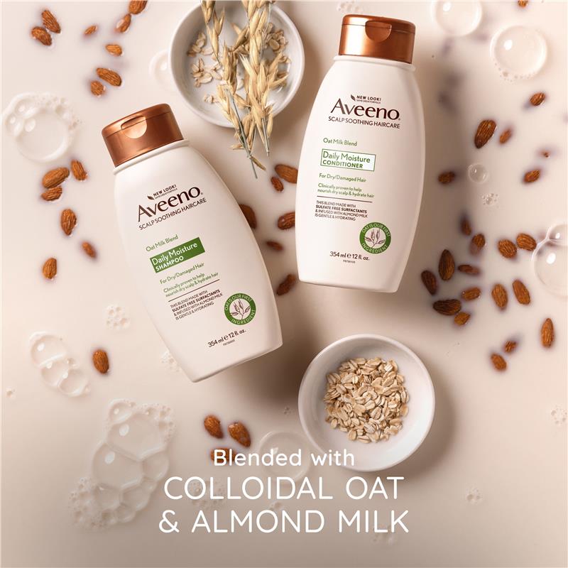 Aveeno 燕麦奶混合保湿洗发水,适合干燥和受损发质,354 毫升