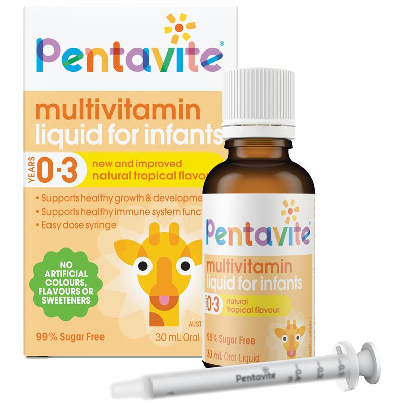 Pentavite Multivitamin Liquid For Infants 30ml Tropical Flavour NEW