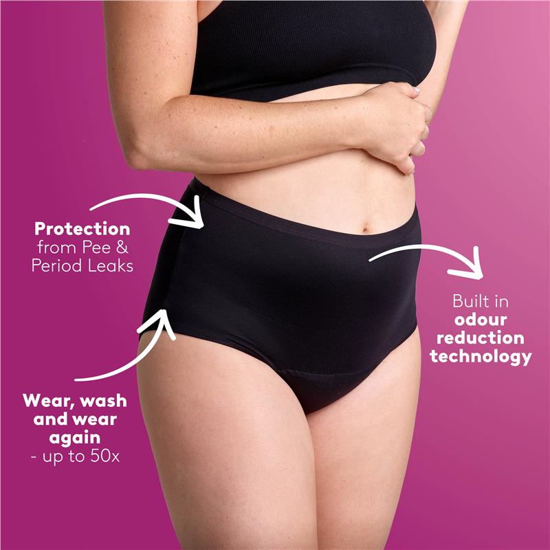 Poise 2 In 1 Black Briefs 14/16