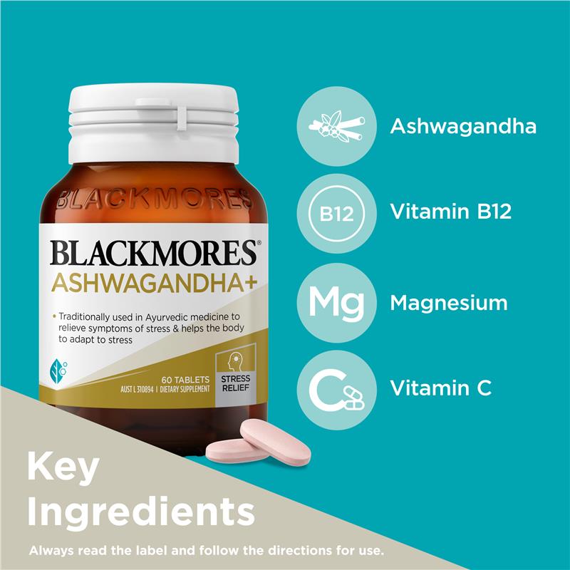 Blackmores Ashwagandha+ Stress Support Vitamin B 60 Viên