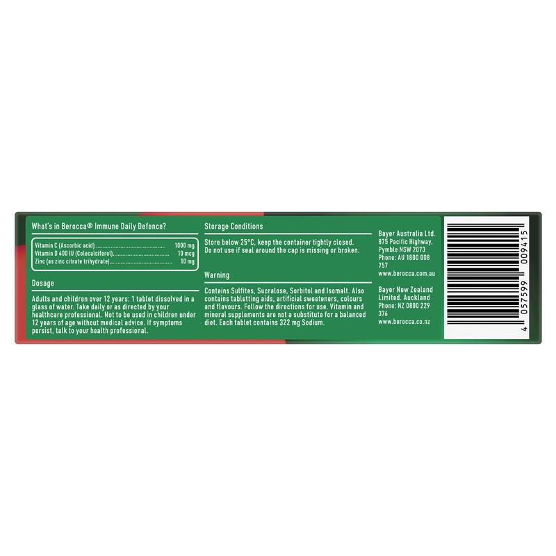 Berocca Immune Daily Defence Blackcurrant 30 Effervescent Tablets