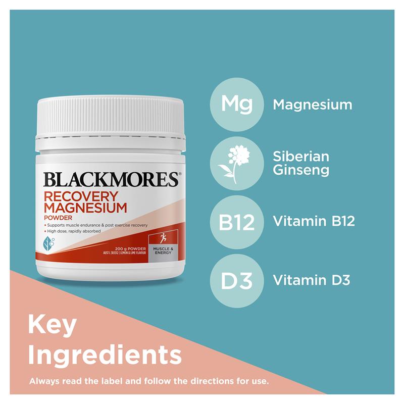 Bột Vitamin Blackmores Recovery Magnesium Muscle Health 200g