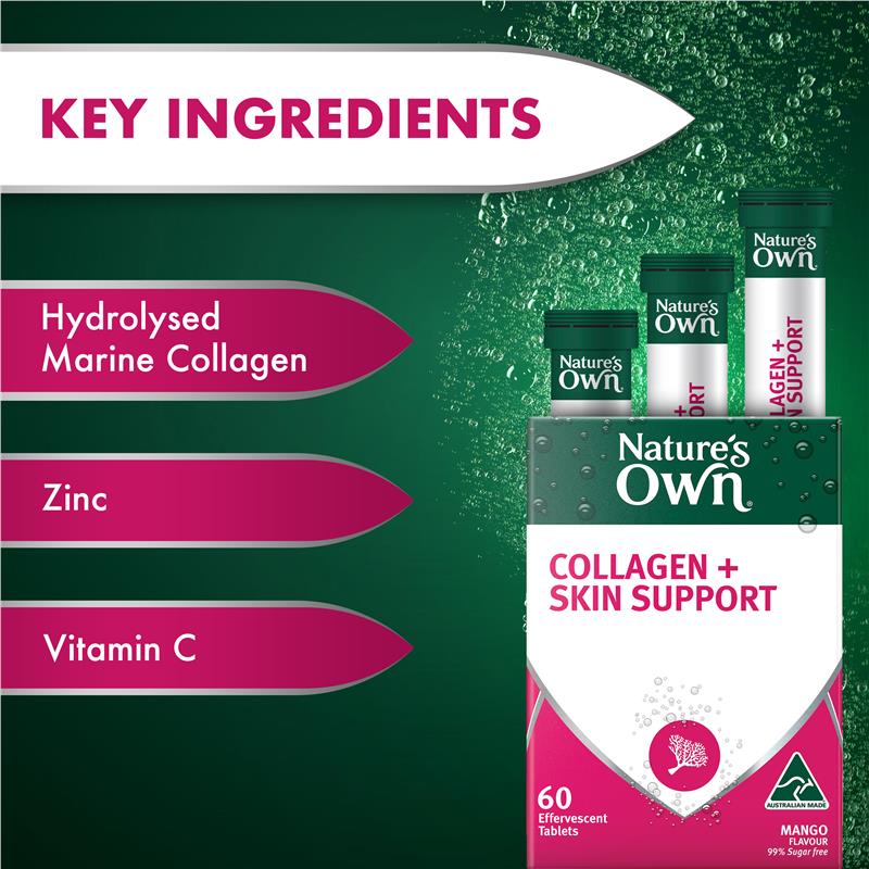 Viên sủi Nature's Own Collagen + Skin Support 60 viên